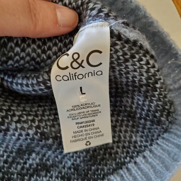 C & C California Blue Leopard Print V-Neck Cardigan Large - Picture 10 of 15